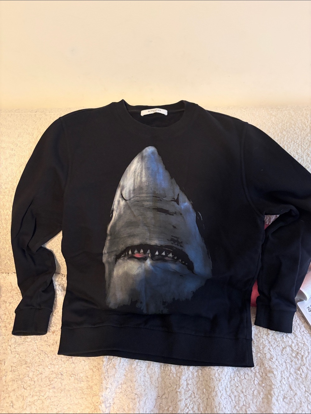 Givenchy Black Crewneck with Large Shark Motif